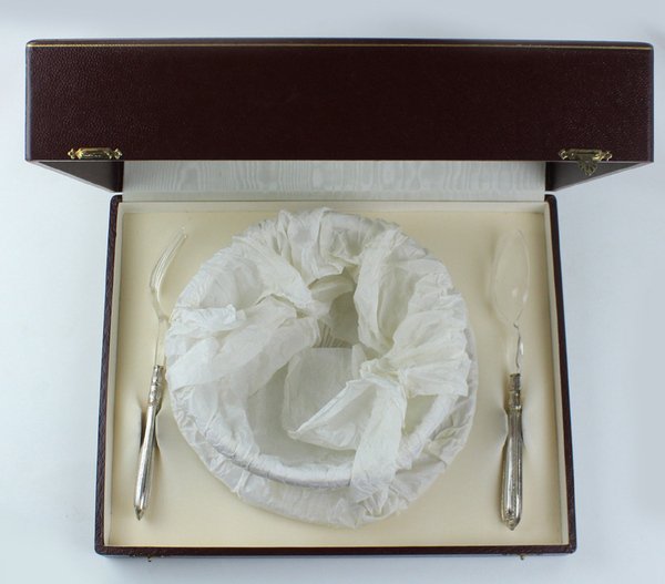 INSALATIERA VINTAGE ARGENTO 800/1000 E CRISTALLO NELLA SCATOLA ORIGINALE (tutto …