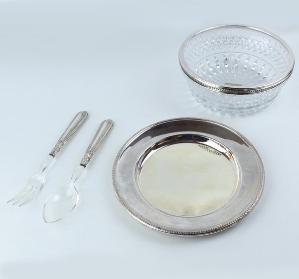 INSALATIERA VINTAGE ARGENTO 800/1000 E CRISTALLO NELLA SCATOLA ORIGINALE (tutto …