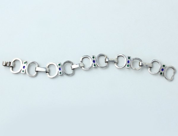 BRACCIALETTO ARGENTO E SMALTI vintage cm 17 | Immagine Gallery 3