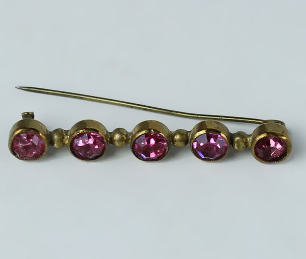 SPILLA CON 5 "RUBINI" ROSA (bigiotteria vintage) | Immagine Gallery 4