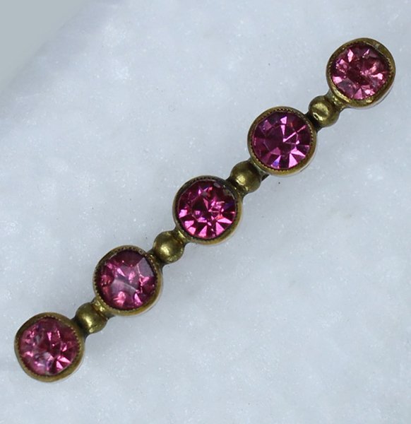 SPILLA CON 5 "RUBINI" ROSA (bigiotteria vintage) | Immagine Gallery 2