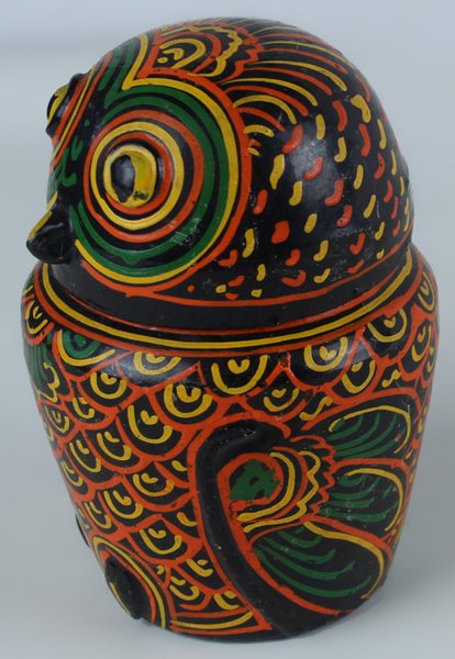 SCATOLETTA LACCATA A FORMA DI CIVETTA ALTA CM 11 | Immagine Gallery 2