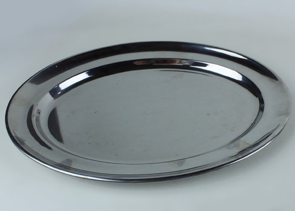 PIATTO OVALE VASSOIO VINTAGE IN ACCIAIO MASSICCIO CROMATO CM 34x26 … | Immagine Gallery 6