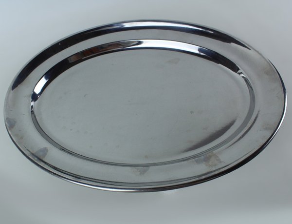 PIATTO OVALE VASSOIO VINTAGE IN ACCIAIO MASSICCIO CROMATO CM 34x26 … | Immagine Gallery 1