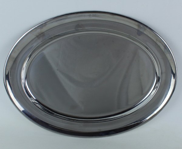 PIATTO OVALE VASSOIO VINTAGE IN ACCIAIO MASSICCIO CROMATO CM 34x26 … | Immagine Gallery 2