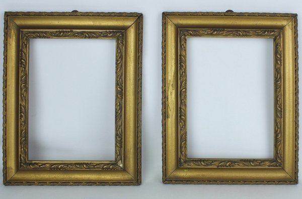 COPPIA CORNICI ANTICHE LEGNO DORATO CM 32,5x26