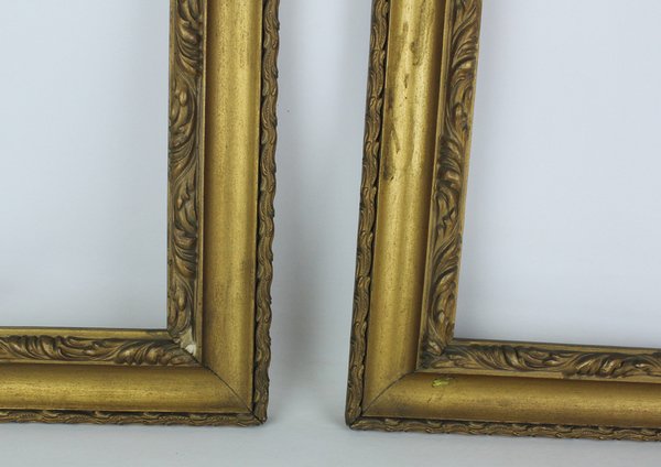 COPPIA CORNICI ANTICHE LEGNO DORATO CM 32,5x26