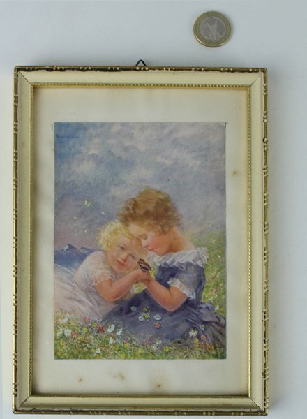 QUADRETTO VINTAGE BIMBE CON FARFALLA (stampina da un grazioso dipinto … | Immagine Gallery 1