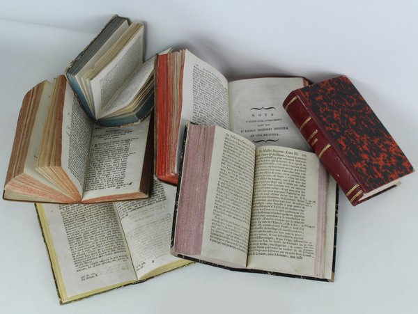 LIBRI ANTICHI: 6 volumi 1662-1829 con preziose legature in pelle/pergamena. …