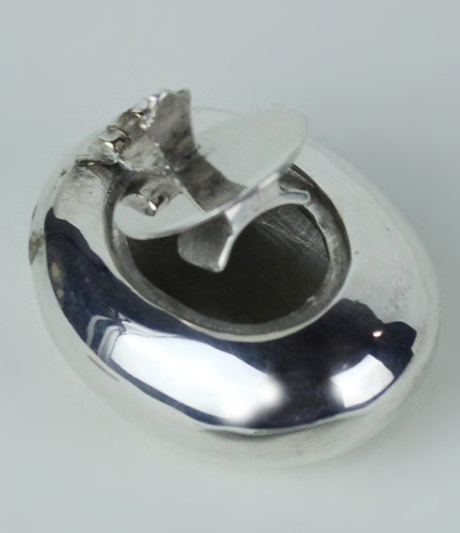 SCATOLETTA OVALE VINTAGE IN METALLO ARGENTATO CM 6x5x4