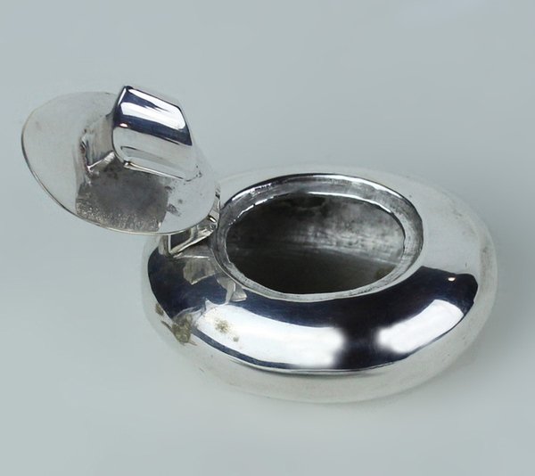 SCATOLETTA OVALE VINTAGE IN METALLO ARGENTATO CM 6x5x4