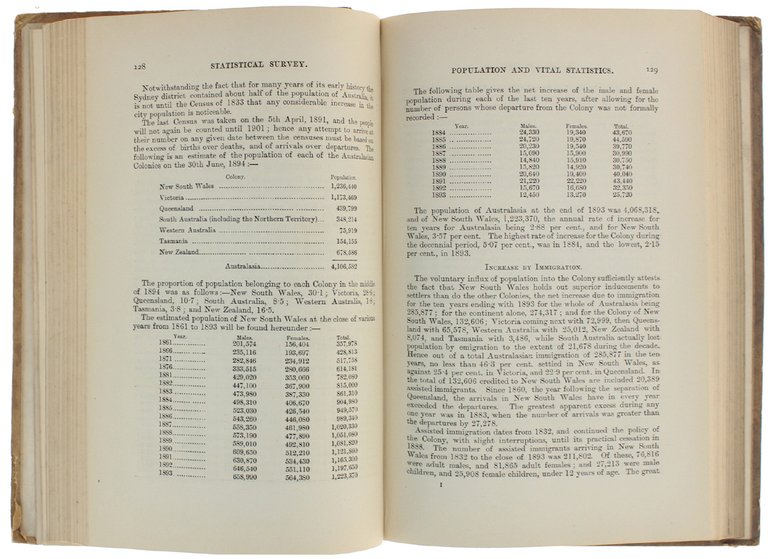A STATISTICAL SURVEY OF NEW SOUTH WALES 1893-4. [Original Edition]