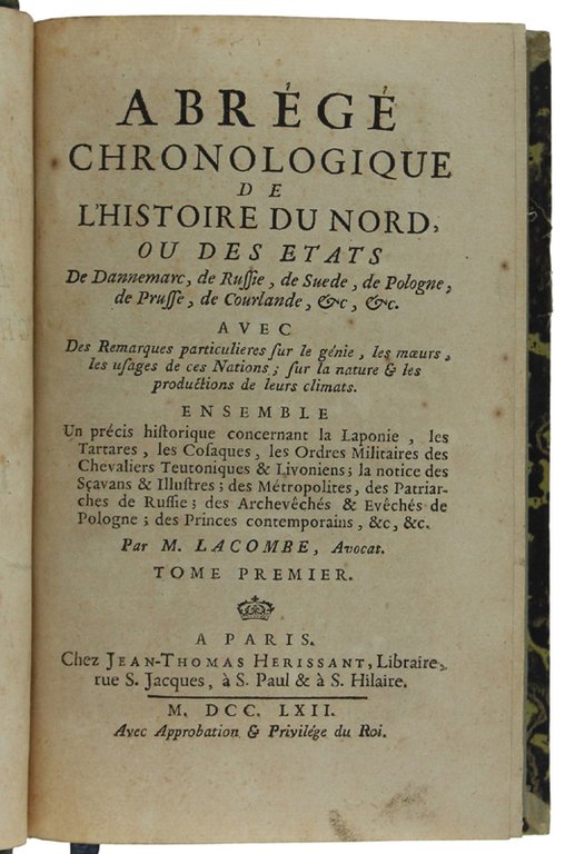 ABREGE' CHRONOLOGIQUE DE L'HISTOIRE DU NORD OU DES ETATS DE …