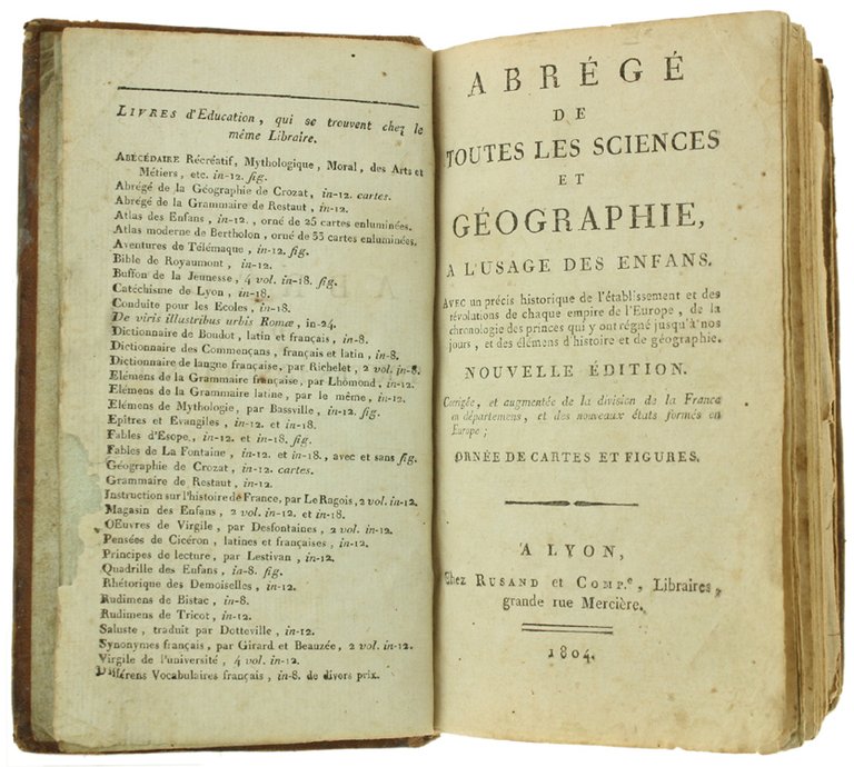 ABREGE' DE TOUTES LES SCIENCES ET GEOGRAPHIE, A L'USAGE DES …