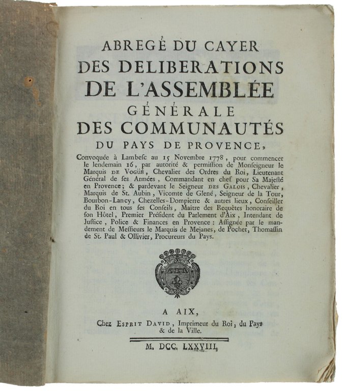 ABREGE' DU CAYER DES DELIBERATIONS DE L'ASSEMBLEE GENERALE DES COMMUNAUTES …