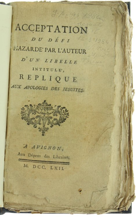 ACCEPTATION DU DEFI HAZARDE par l'auteur d'un libelle intitulé Replique …
