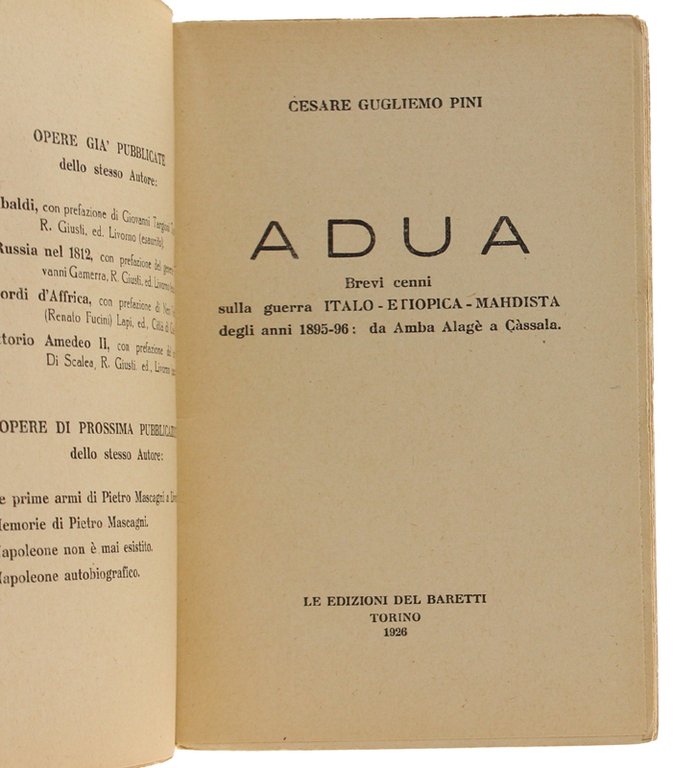 ADUA. Brevi cenni sulla guerra Italo-Etiopica-Mahdista degli anni 1895-96: da …