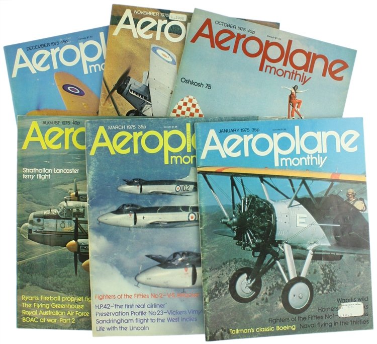 AEROPLANE MONTHLY 1975 - 6 issues: Nos 1. 3. 8. …