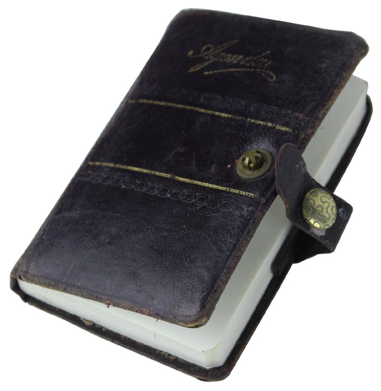 AGENDINA TASCABILE VINTAGE, IN PELLE COLOR MARRONE, MAI USATA