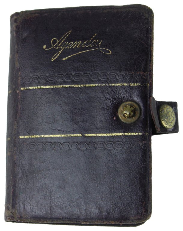 AGENDINA TASCABILE VINTAGE, IN PELLE COLOR MARRONE, MAI USATA