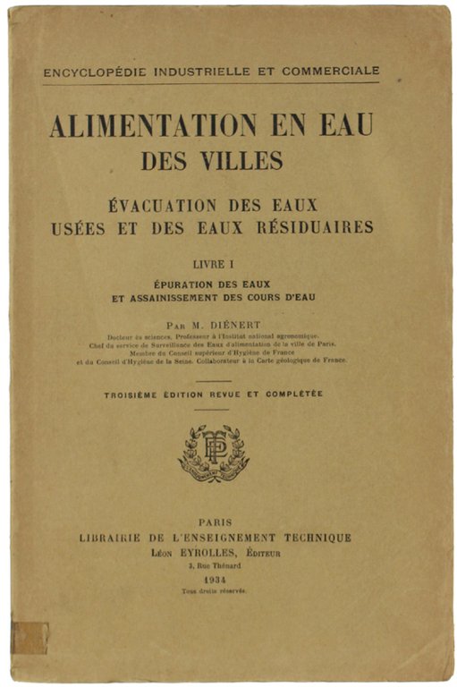 ALIMENTATION EN EAU DES VILLES. Evacuation des eaux usées et …