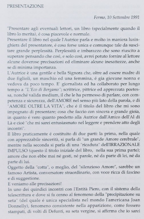 AMORE OLTRE LA VITA. Un amore venuto da lontano.