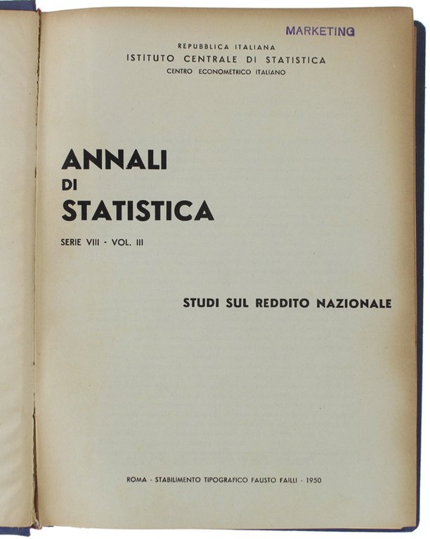ANNALI DI STATISTICA. Serie VIII - Vol.III. STUDI SUL REDDITO …