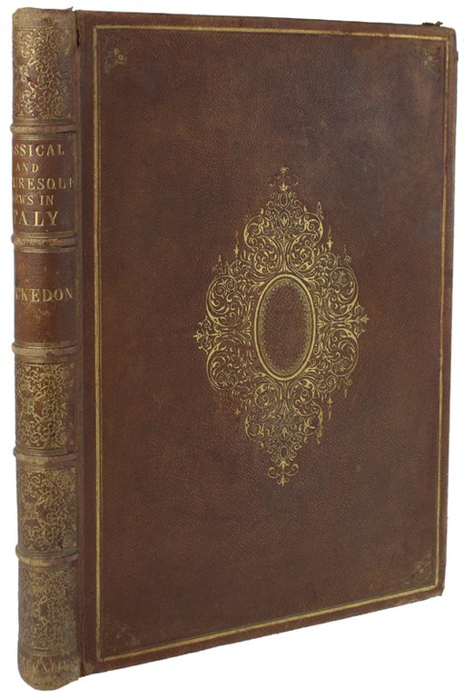ANTICA COPERTINA LEGATURA ORIGINALE 1844 PIENA PELLE DECORATA ORO cm …