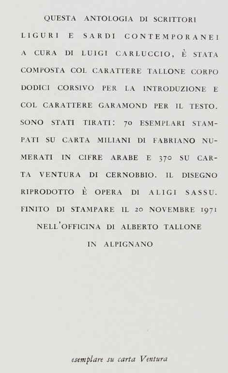 ANTOLOGIA DI SCRITTORI LIGURI E SARDI CONTEMPORANEI