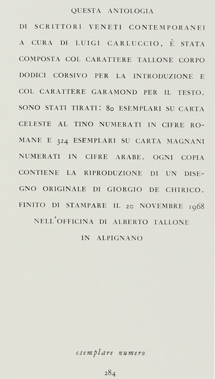 ANTOLOGIA DI SCRITTORI VENETI CONTEMPORANEI.