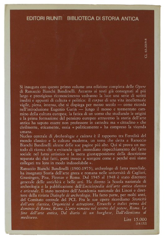 ARCHEOLOGIA E CULTURA [come nuovo].