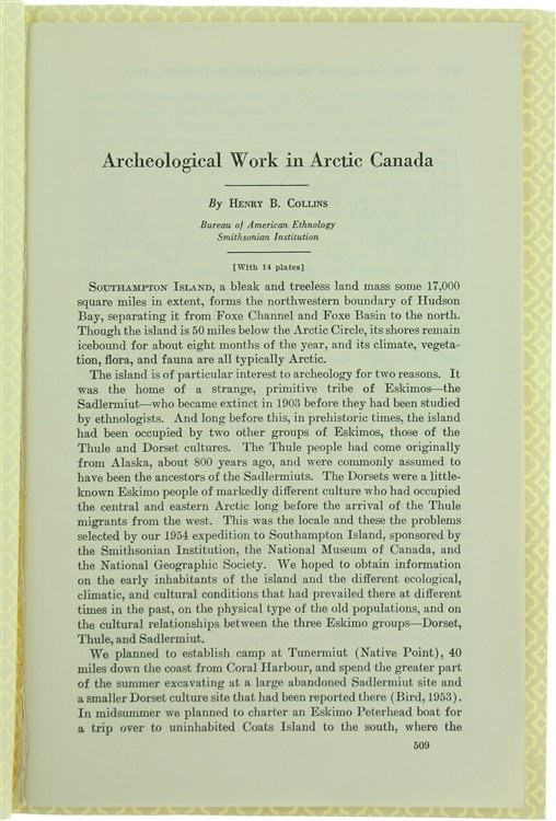 ARCHEOLOGICAL WORK IN ARCTIC CANADA.