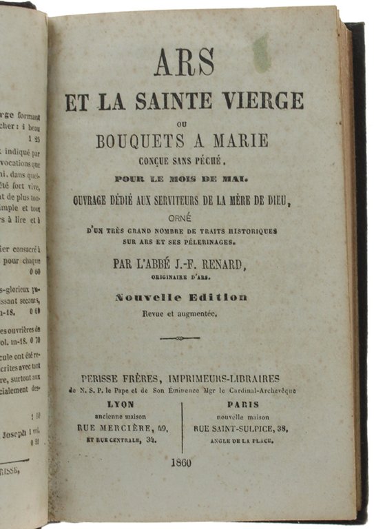 ARS ET LA SAINTE VIERGE ou BOUQUETS A MARIE CONÇUE …