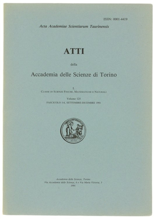 ATTI DELLA ACCADEMIA DELLE SCIENZE DI TORINO - I. Classe …