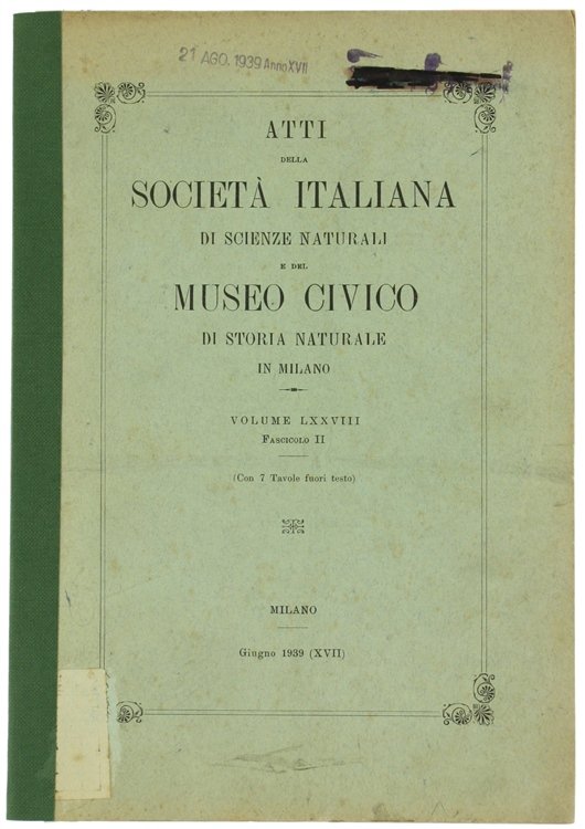 ATTI DELLA SOCIETA' ITALIANA DI SCIENZE NATURALI E DEL MUSEO …