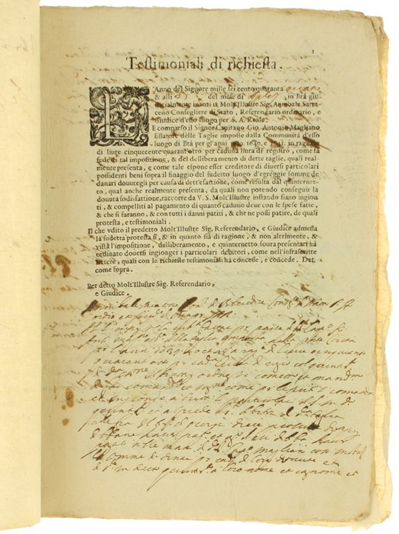 ATTI ESECUTORIALI DEL CAPITANO GIO. ANTONIO MAGLIANO esattore delle Taglie …