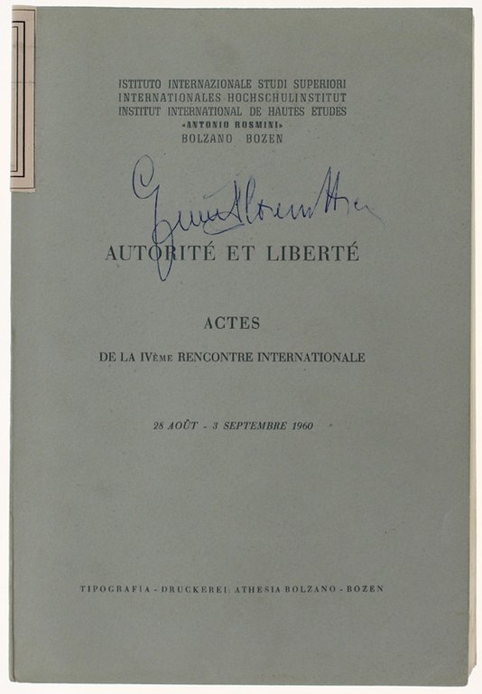 AUCTORITE' ET LIBERTE?. Actes le la IVème rencontre internationale. 28 … | Immagine Gallery 2