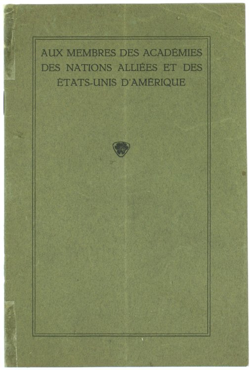 AUX MEMBRES DES ACADEMIES DES NATIONS ALLIEES ET DES ETATS-UNIS …