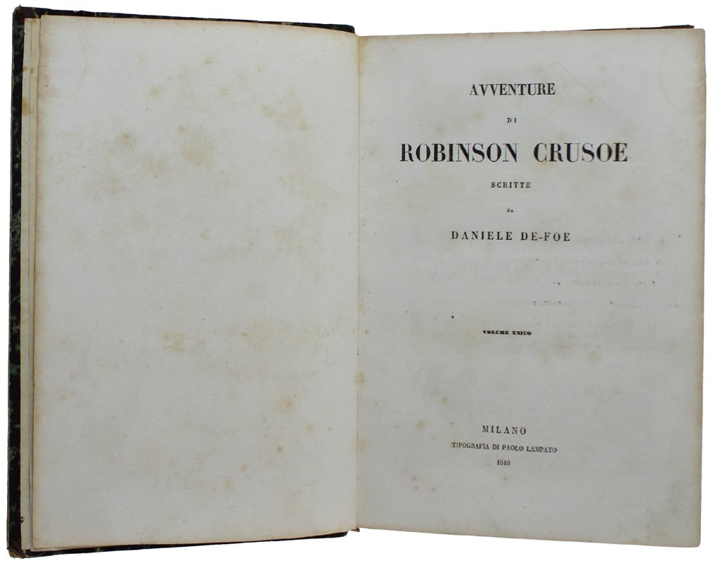 AVVENTURE DI ROBINSON CRUSOE scritte da Daniele De-Foe.