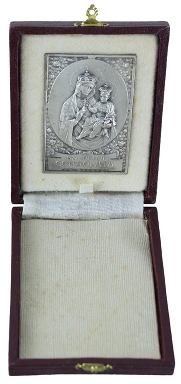 B.V.DELLA CONSOLATA: PLACCHETTA MEDAGLIA ARGENTONE IN ASTUCCIO DA VIAGGIO. | Immagine Gallery 4