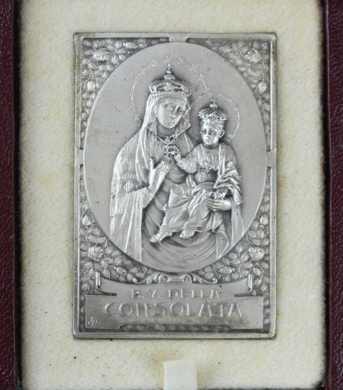 B.V.DELLA CONSOLATA: PLACCHETTA MEDAGLIA ARGENTONE IN ASTUCCIO DA VIAGGIO. | Immagine Gallery 7