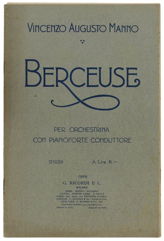 BERCEUSE. Per orchestrIna con Pianoforte Conduttore.