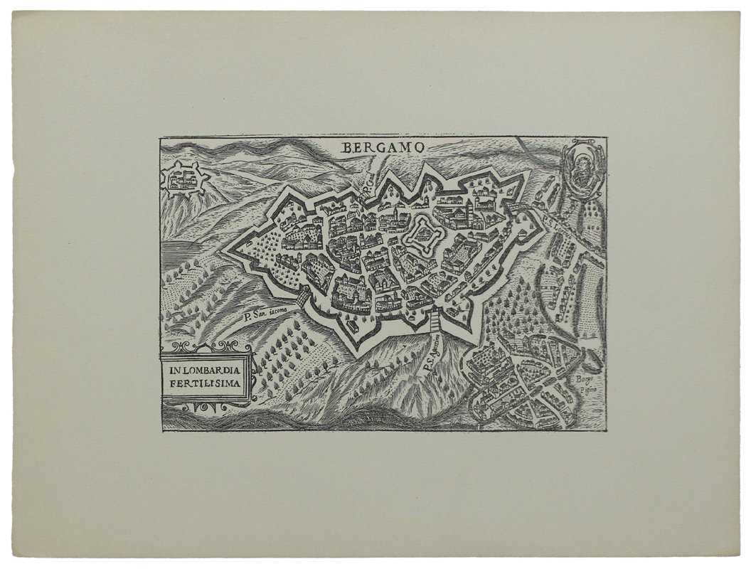 BERGAMO: ANTICA MAPPA / VEDUTA - Ristampa anastatica (1970 ca.)
