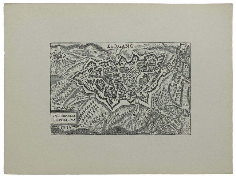 BERGAMO: ANTICA MAPPA / VEDUTA - Ristampa anastatica (1970 ca.)