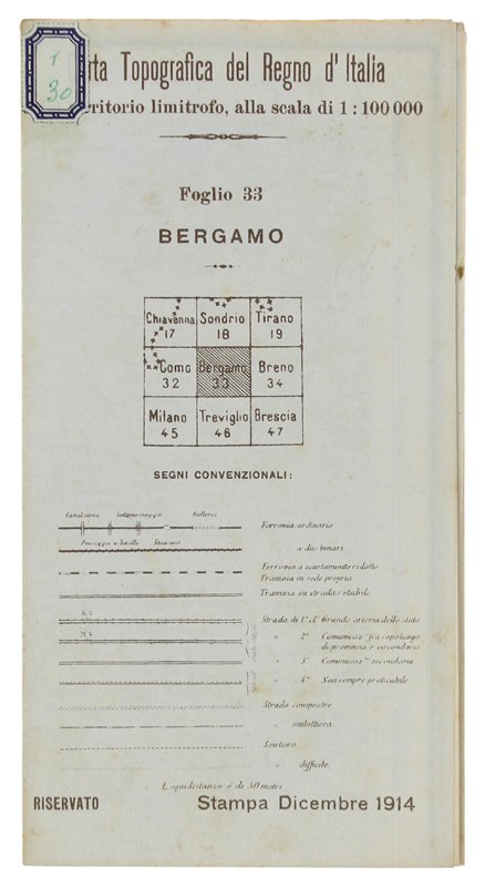 BERGAMO. Foglio 33 della Carta Topografica del Regno d'Italia e …