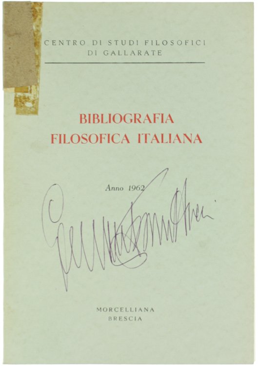 BIBLIOGRAFIA FILOSOFICA ITALIANA - Anno 1962.