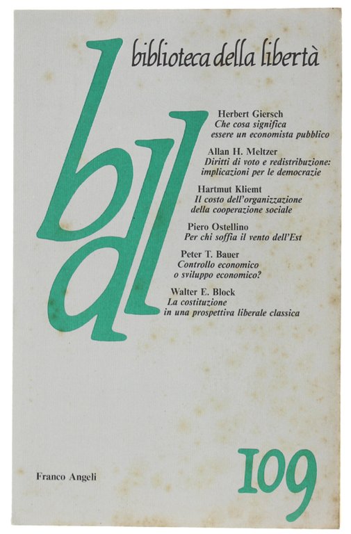 BIBLIOTECA DELLA LIBERTA' n. 109 - aprile-giugno 1990.