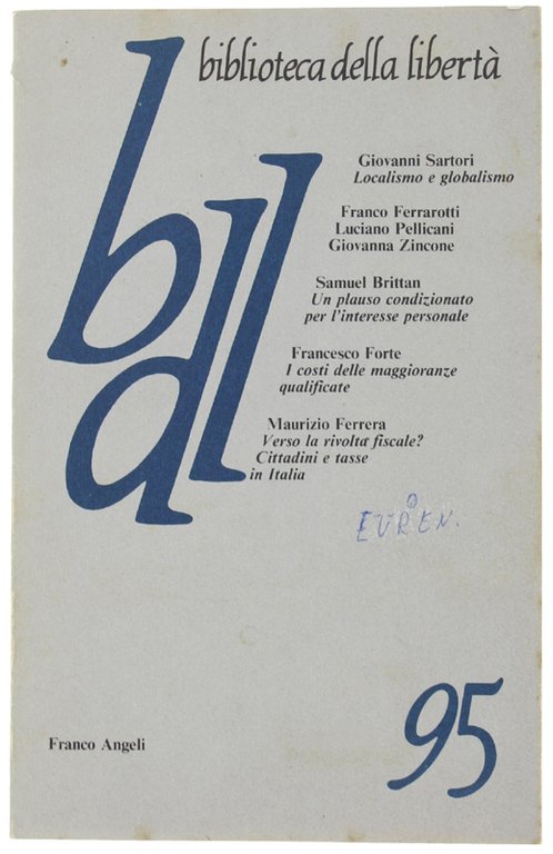 BIBLIOTECA DELLA LIBERTA' n. 95 - ottobre-dicembre 1986.