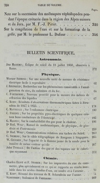 BIBLIOTHEQUE UNIVERSELLE - Revue Suisse et Etrangère. ARCHIVES DES SCIENCES …