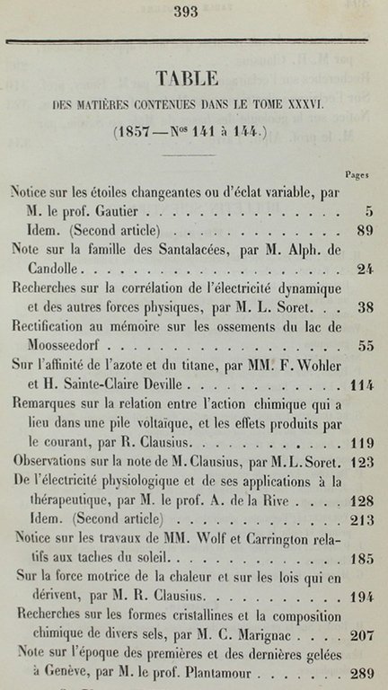 BIBLIOTHEQUE UNIVERSELLE DE GENEVE. ARCHIVES DES SCIENCES PHYSIQUES ET NATURELLES. …